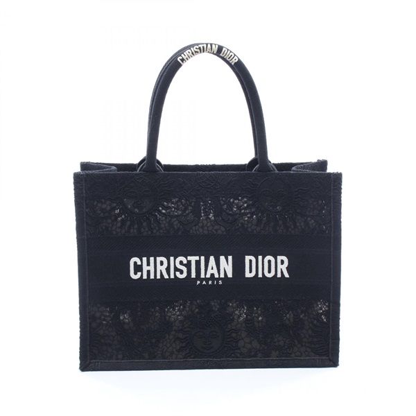 Dior BOOK TOTE Medium Hand Bag M1296ZECY-M911 Jacquard Black Used Women logo