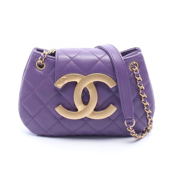 CHANEL Matelasse Small Messenger Shoulder Bag AS4609 Lamb leather Purple Used CC