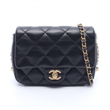 CHANEL Matelasse Small Chain Shoulder Bag AS4263 leather Black Used Women GHW CC