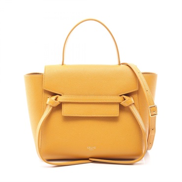 CELINE BELT NANO Shoulder Crossbody Handbag 189003ZVA leather Yellow Used Women