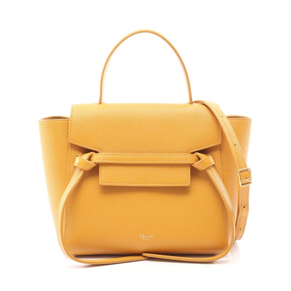 CELINE BELT NANO Shoulder Crossbody Handbag 189003ZVA leather Yellow Used Women