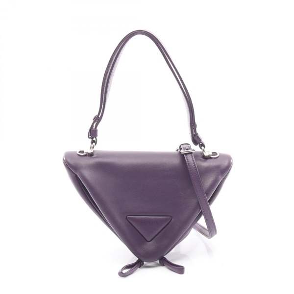 PRADA Triangle Shoulder Crossbody Handbag 1BA315 leather Purple Used Women