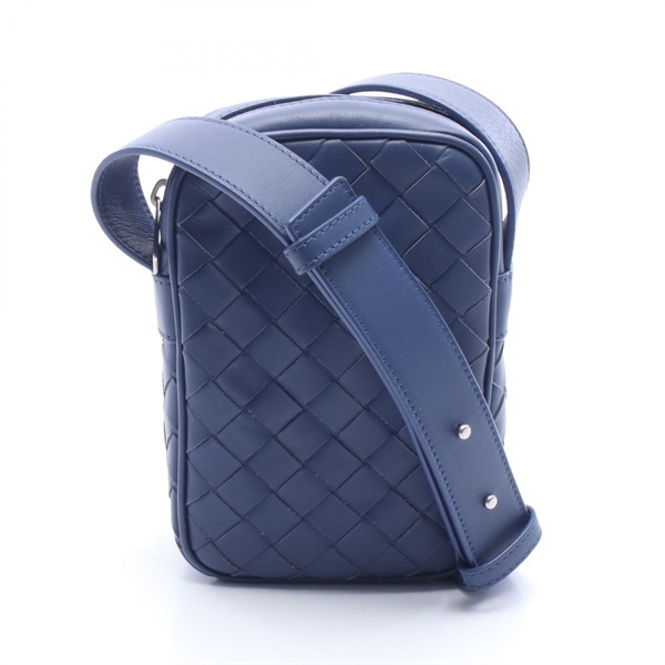 BOTTEGA VENETA Pochette Intrecciato Shoulder Bag 729296 leather Navy Used unisex