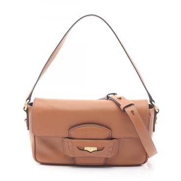 Miu Miu CRM FINE CALF Penny Shoulder Crossbody Handbag 5BD270 leather Brown Used