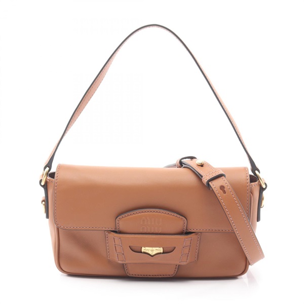 Miu Miu CRM FINE CALF Penny Shoulder Crossbody Handbag 5BD270 leather Brown Used