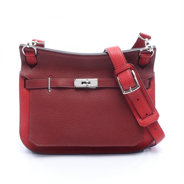 HERMES Jypsiere 28 Shoulder Crossbody Bag Clemence leather Bordeaux SHW Used R