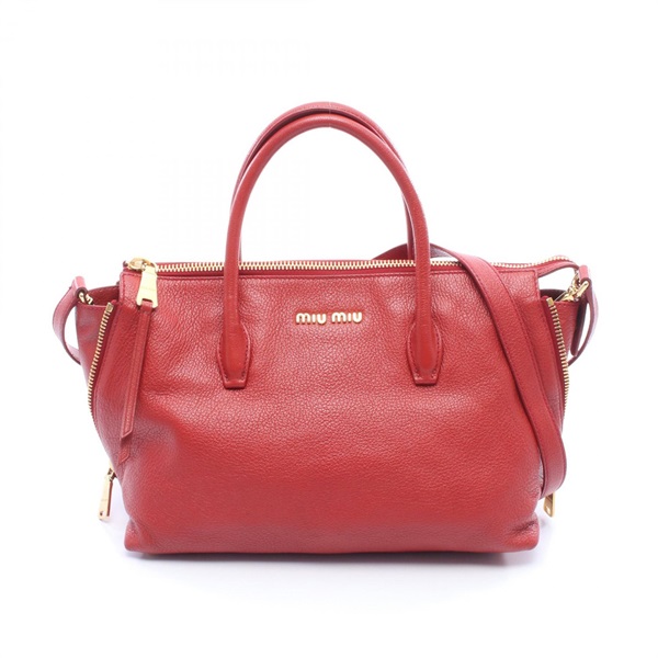 Miu Miu Shoulder crossbody Tote Handbag leather Red Used Women