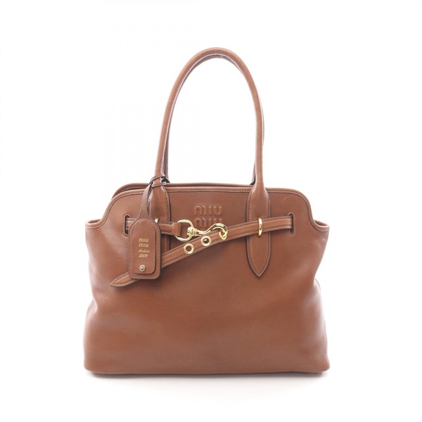 Miu Miu Aventure Medium Tote Bag 5BG291_2BBL_F0316_V_ leather Brown Used Women