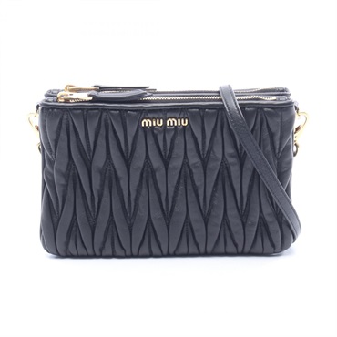 Miu Miu Materasse W Zip Crossbody Shoulder Bag leather Black Used Women
