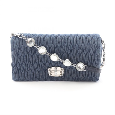 Miu Miu Materasse Chain Shoulder Bag denim leather Blue Used Women