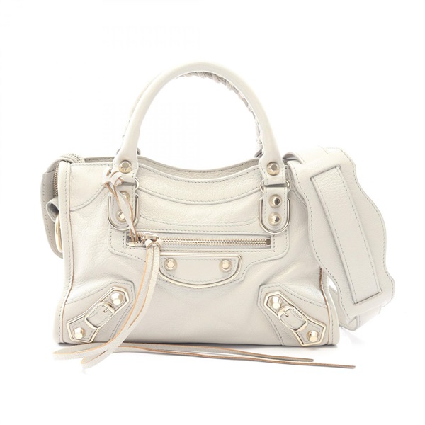 BALENCIAGA Classic Mini City shoulder crossbody Handbag 300295 leather Gray Used