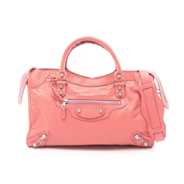 BALENCIAGA The Giant City 2WAY Shoulder Handbag 173084 leather Pink Used Women
