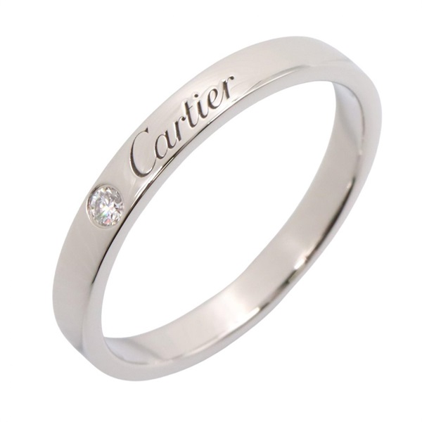 CARTIER C de Cartier Diamond Ring Pt950 Platinum Used women US size 9.75 #62