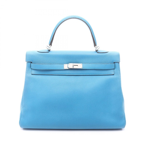 HERMES Kelly 35 Shoulder Handbag Togo leather Blue zanzibar Used women SHW A
