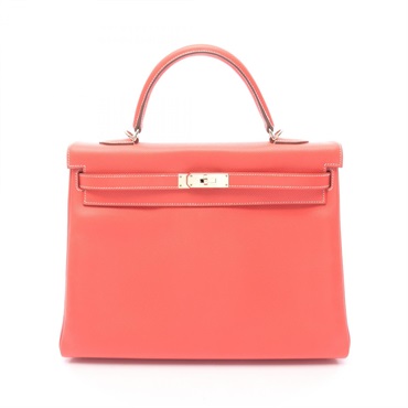 HERMES Candy Kelly 35 Shoulder Handbag Epsom leather Pink Brown Used Women GHW P