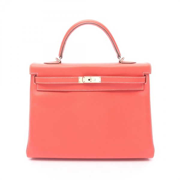 HERMES Candy Kelly 35 Shoulder Handbag Epsom leather Pink Brown Used Women GHW P