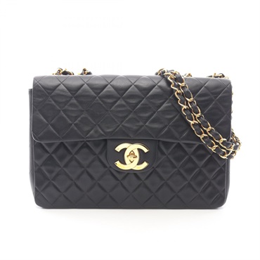 CHANEL Jumbo Matelasse 34 Chain Shoulder Bag Lambskin Black GHW Used Women