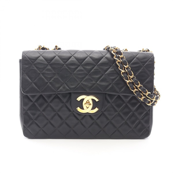 CHANEL Jumbo Matelasse 34 Chain Shoulder Bag Lambskin Black GHW Used Women