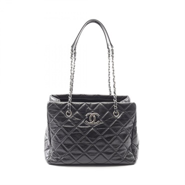 CHANEL Matelasse Chain Shoulder Bag leather Black SHW Used Women