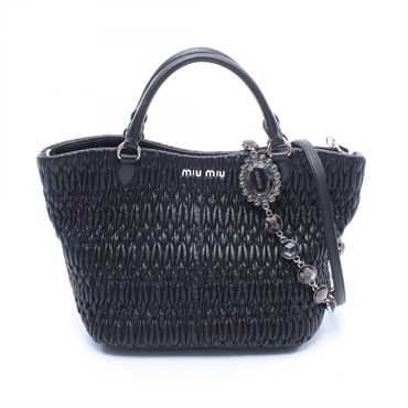 Miu Miu NAPPA CRYSTAL Matelasse shoulder crossbody Handbag 5BE896 leather Black
