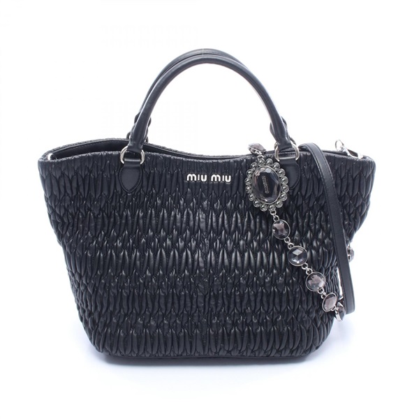 Miu Miu NAPPA CRYSTAL Matelasse shoulder crossbody Handbag 5BE896 leather Black