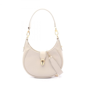 BVLGARI Serpenti Ellipse Shoulder Crossbody Handbag leather Gray Used Women