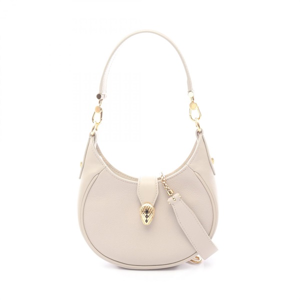 BVLGARI Serpenti Ellipse Shoulder Crossbody Handbag leather Gray Used Women