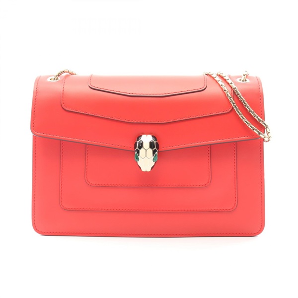 BVLGARI Serpenti Forever Chain Shoulder Handbag leather Red Used Women