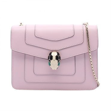 BVLGARI Serpenti Forever Chain Crossbody Shoulder Bag leather Pink Used Women