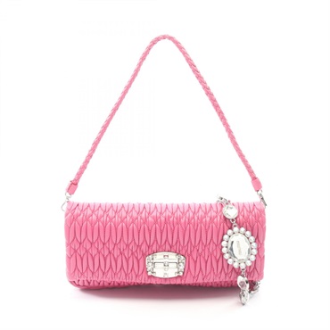 Miu Miu NAPPA CRYSTAL Matelasse Shoulder Bag RP0233 leather Pink Used Women