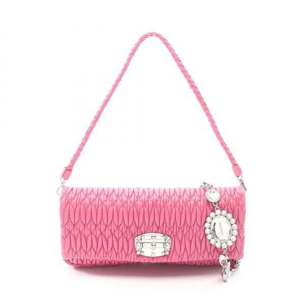 Miu Miu NAPPA CRYSTAL Matelasse Shoulder Bag RP0233 leather Pink Used Women
