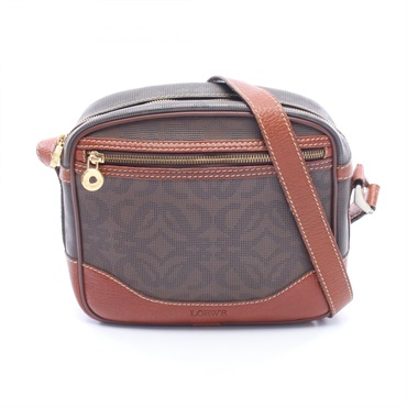 LOEWE Anagram Shoulder Bag Crossbody PVC coated canvas leather Brown Used Women