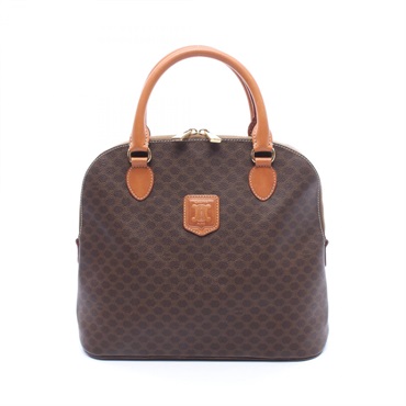 CELINE Macadam Handbag PVC coated canvas leather Brown Used Women