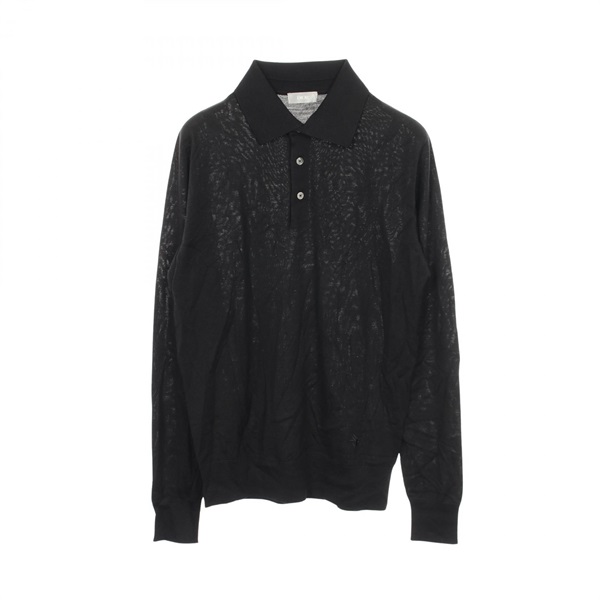 Christian Dior BEE Embroidered Knit Polo Shirt 013M800AT069 wool Blcak Used #S