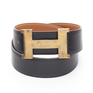 HERMES Constance H Belt Box calf leather Calfskin Black Used Women GHW C