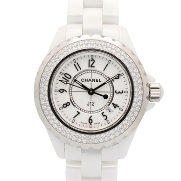 CHANEL J12 diamond bezel Wrist Watch H0967 Quartz ceramic Used Women CC Coco