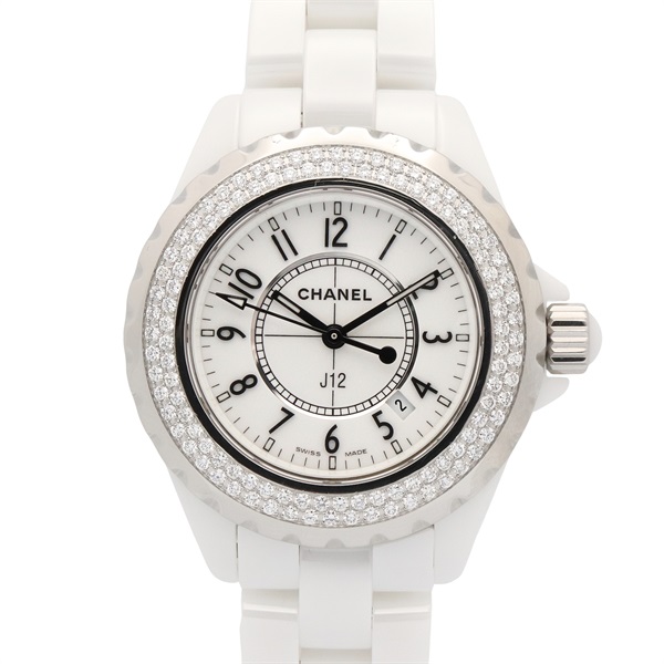 CHANEL J12 diamond bezel Wrist Watch H0967 Quartz ceramic Used Women CC Coco