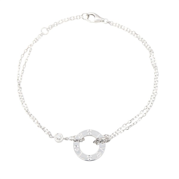 CARTIER Love Circle 2PD Diamond Bracelet 18KWG White Gold 18cm Used Women