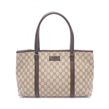 GUCCI GG Supreme Tote shoulder Bag 114595 canvas leather Beige Brown Used Women