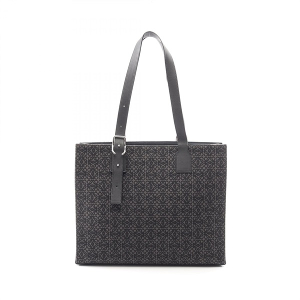 LOEWE Buckle Horizontal Anagram Shoulder Tote Bag canvas leather Black Used mens