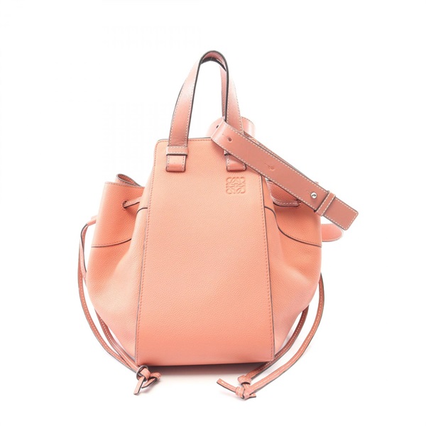LOEWE Hammock Drawstring Medium Shoulder Handbag leather Orange Used Women