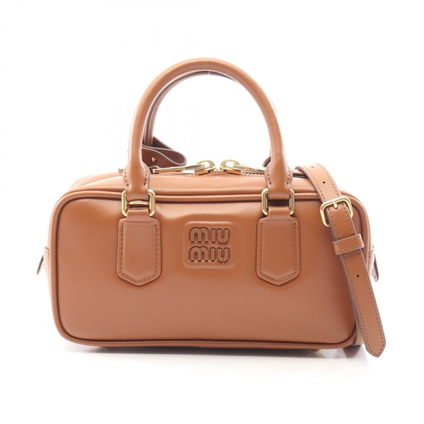 Miu Miu MATELASSE Shoulder Crossbody Handbag 5BB142 leather Brown Used Women