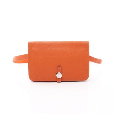 HERMES Dogon Poche Waist bum belt bag F Togo leathe Orange Used Women SHW