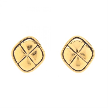 CHANEL Matelasse Earring Gold Plated Used women CC Coco