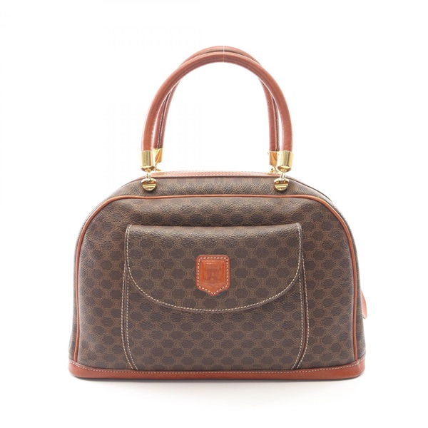 CELINE Macadam Duffle Handbag PVC coated canvas leather Brown Used Women