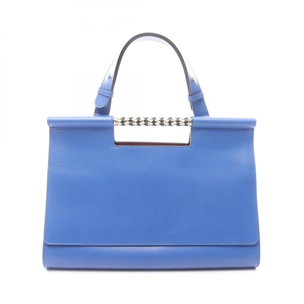 BVLGARI Serpenti Scarier Tote Handbag leather Blue Purple Used Women