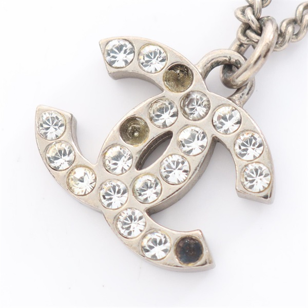 CHANEL COCO Mark F13V Necklace Pendant Stainless Steel Rhinestone Used women CC