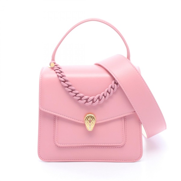 BVLGARI Serpenti Forever Shoulder Crossbody Handbag leather Pink Beige Used