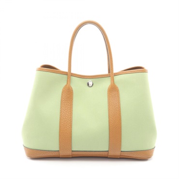 HERMES Garden Party TPM Tote Handbag Canvas Negonda leather Green SHW Used Y