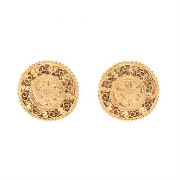 CHANEL COCO Mark Round Earring Gold Plated Used women